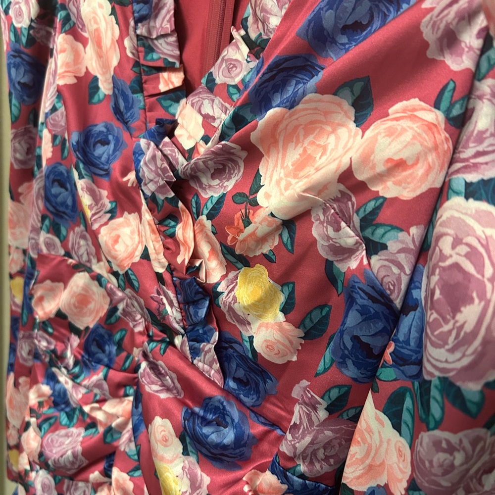 L'ATISTE Floral Long Sleeve Dress - Pink and Blue - Picture 2 of 5